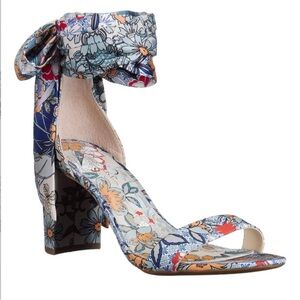 Jessica Simpson Narella Floral Ankle-tie Block Heel Sandals Blue & Orange